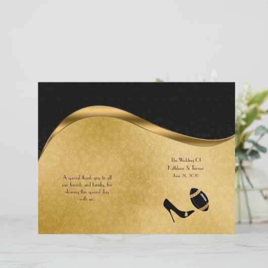 Het zwarte en gouden Programma van het Football We (Staand voorkant)