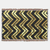 Het zwarte en Metaal Gouden Patroon van de Zigzag Deken (Voorkant)