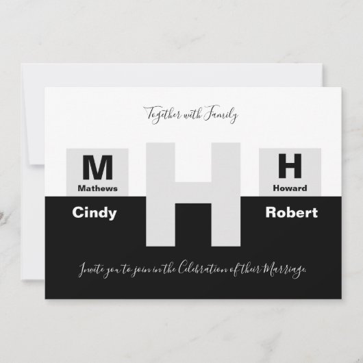 Het zwarte en witte basishuwelijk kaart (Voorkant)