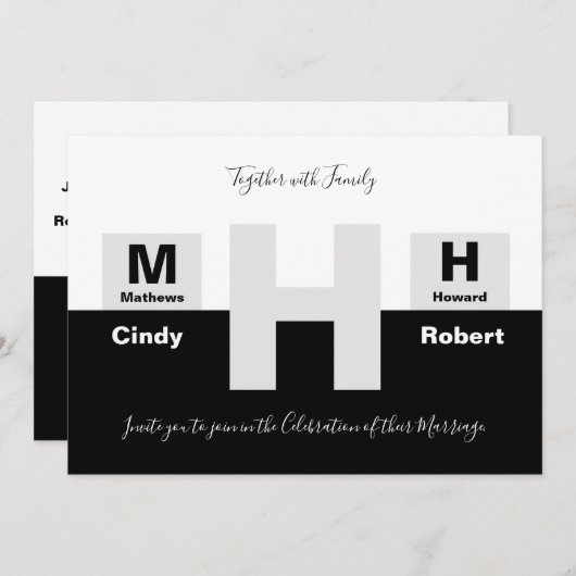 Het zwarte en witte basishuwelijk kaart (Voorkant / Achterkant)