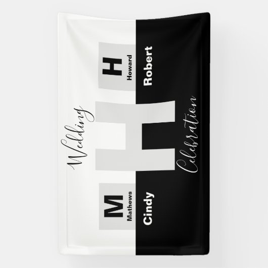 Het zwarte en witte basishuwelijk spandoek (Verticaal)