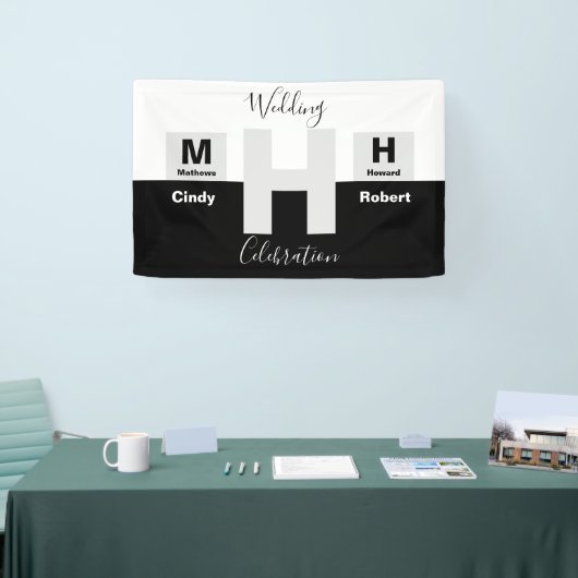 Het zwarte en witte basishuwelijk spandoek (Beurs)