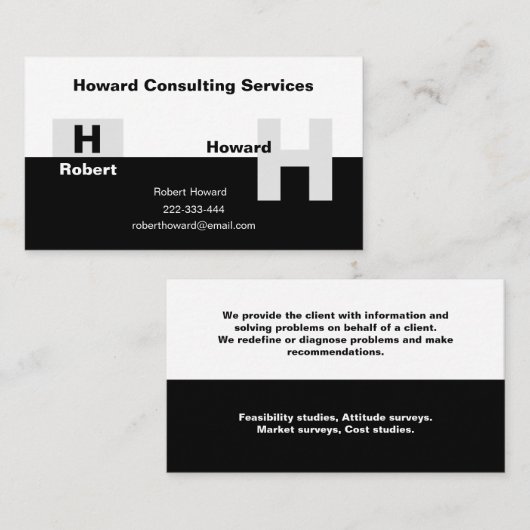 Het zwarte en witte basisVisitekaartje Visitekaartje (Voorkant / Achterkant)