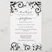 Het zwarte en Witte Festive Swirl Wedding Programm (Voorkant)
