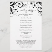 Het zwarte en Witte Festive Swirl Wedding Programm (Achterkant)