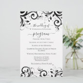 Het zwarte en Witte Festive Swirl Wedding Programm (Staand voorkant)