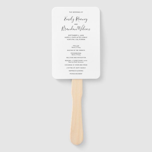 Het zwarte en Witte Manuscript Modern Wedding Prog Handwaaier (Voorkant)