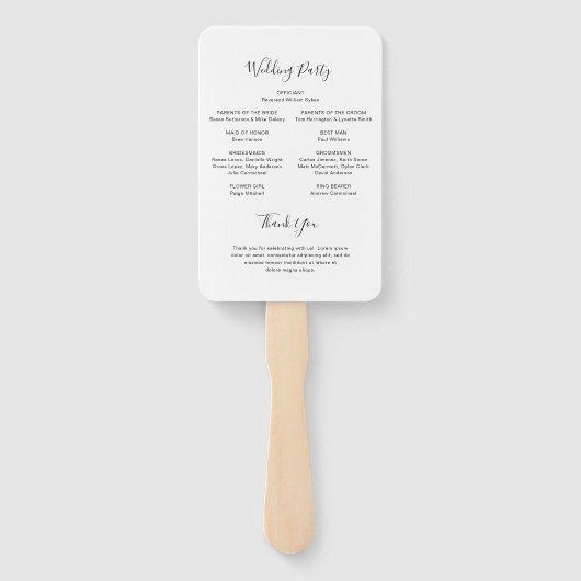 Het zwarte en Witte Manuscript Modern Wedding Prog Handwaaier (Achterkant)