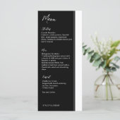 Het zwarte en witte minimalistische moderne manusc menu (Staand voorkant)