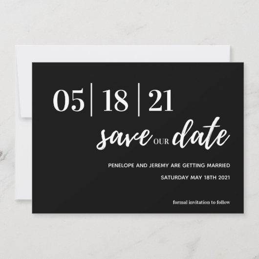 het zwarte en witte moderne manuscript sparen de d save the date (Voorkant)