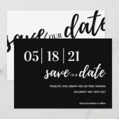 het zwarte en witte moderne manuscript sparen de d save the date (Voorkant / Achterkant)