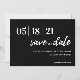 het zwarte en witte moderne manuscript sparen de d save the date