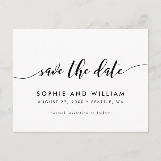 Het zwarte en Witte Relax Manuscript sparen de Dat Aankondigingskaart (Voorkant)