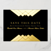 Het Zwarte Geometrische Goud van de bruiloft spare Folie Uitnodiging (Voorkant)