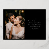 Het Zwarte Geometrische Goud van de bruiloft spare Folie Uitnodiging (Achterkant)