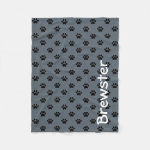 Het zwarte Gepersonaliseerde Print van de Poot op Fleece Deken