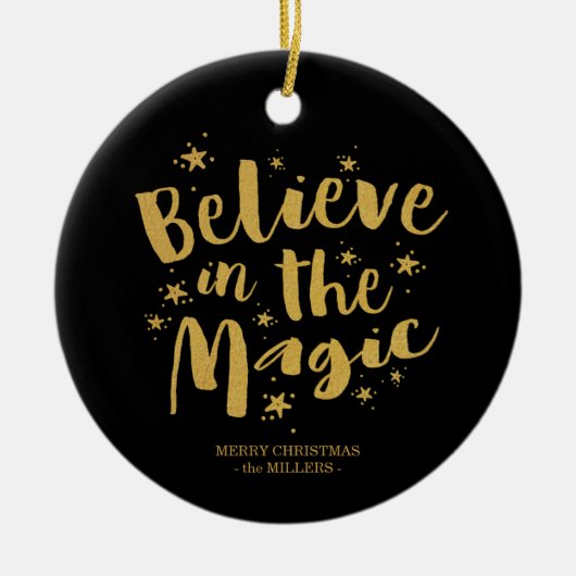 Het zwarte goudbijtschrift gelooft in de Magische Keramisch Ornament (Voorkant)