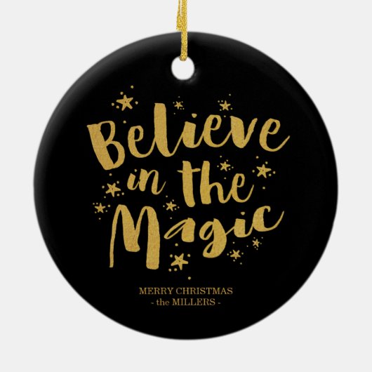 Het zwarte goudbijtschrift gelooft in de Magische  Keramisch Ornament (Achterkant)