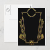 Het zwarte Gouden Briefkaart van het Art deco (Voorkant / Achterkant)