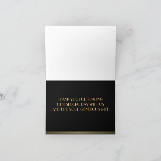 Het zwarte Gouden Grote Huwelijk Gatsby dankt u Bedankkaart (Binnen)