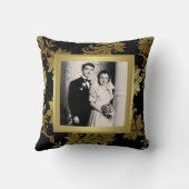 Het zwarte, Gouden Hoofdkussen van de FOTO van het Kussen (Achterkant)