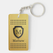 Het zwarte Gouden Mannelijke Patroon van de Ster Sleutelhanger (achterkant)