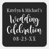 Het zwarte handgeschreven Manuscript van de Vierin Vierkante Sticker (Voorkant)