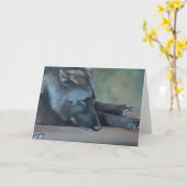 Het zwarte het Liggen van de Wolf Wenskaart van de Kaart (Gele Bloem)