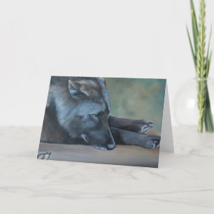 Het zwarte het Liggen van de Wolf Wenskaart van de Kaart
