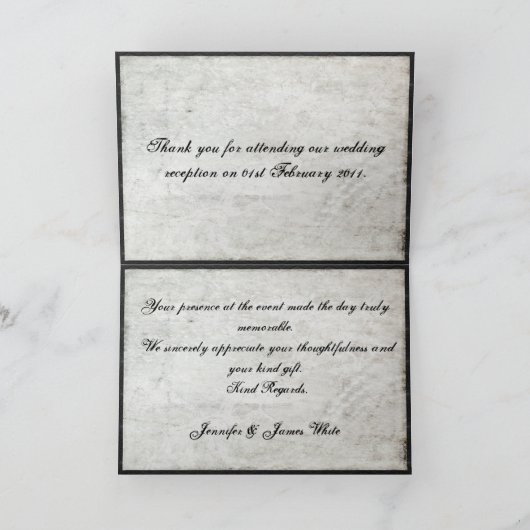 Het zwarte Huwelijk van het Kant dankt u Bedankkaart (Binnen)