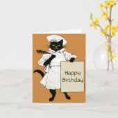 Het zwarte kat magazijn Chef personaliseert. Kaart (Gele Bloem)