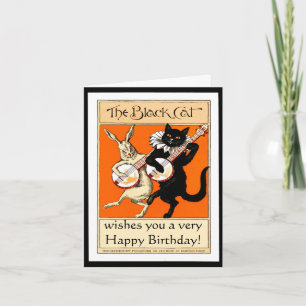 Het zwarte kat-tijdschrift Birthday Feestdagen Kaart