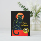 HET ZWARTE MONOGRAM VAN DE PARTIJ VAN HALLOWEEN FEESTDAGENKAART (Staand voorkant)