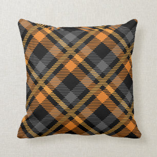 Het zwarte & Oranje Sierkussen van de Plaid