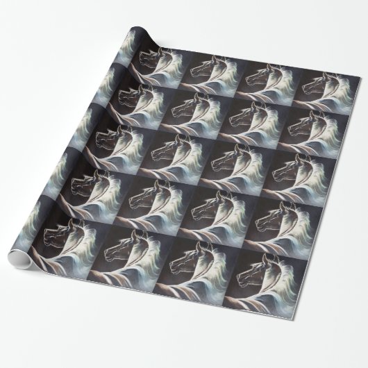 Het zwarte paard cadeaupapier (Uitgerold)