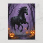 Het zwarte paard in het Halloween bos Briefkaart (Voorkant)