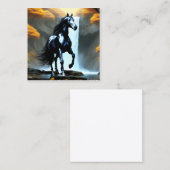 Het zwarte paard stond bij de waterval, zijn jas vierkante visitekaartje (Voorkant / Achterkant)