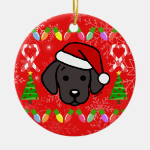 Het zwarte Patroon van Kerstmis van het Puppy van Keramisch Ornament