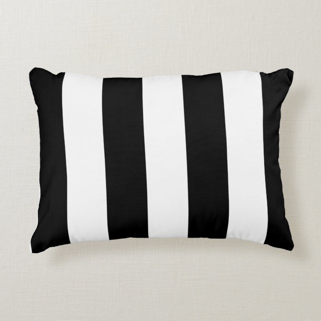 Het zwarte Patroon van Stripes {kies uw achtergron Accent Kussen (Voorkant)