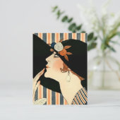 "Het zwarte Pet" Art Deco van George Barbier Briefkaart (Staand voorkant)