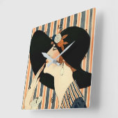 "Het zwarte Pet" Art Deco van George Barbier Vierkante Klok (Hoek)