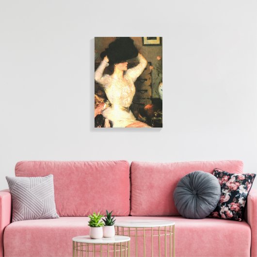 Het zwarte Pet van Frank Weston Benson Fine Arts Canvas Afdruk (Insitu (Woonkamer))