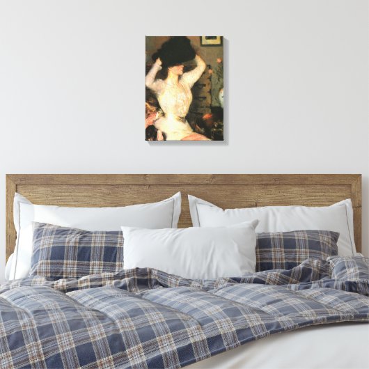 Het zwarte Pet van Frank Weston Benson Fine Arts Canvas Afdruk (Insitu (Slaapkamer))