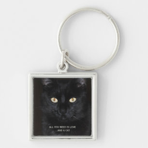 Het zwarte Portret van de Kat Sleutelhanger
