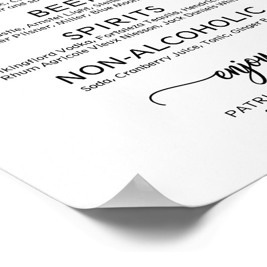 Het Zwarte Poster van de Calligrafie van het Menu (Hoek)