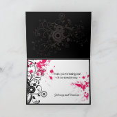 Het zwarte & Roze Grungy Huwelijk van Themed van Bedankkaart (Binnen)