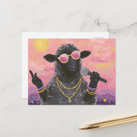 Het Zwarte Schaap dat Rockt Briefkaart (Voorkant / Achterkant in situ)