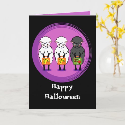 Het zwarte schaap Halloween Kaart (Gele Bloem)