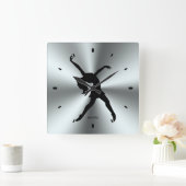 Het zwarte Silhouet van de Danser op de Druk van Vierkante Klok (Huis)