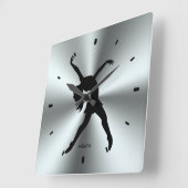 Het zwarte Silhouet van de Danser op de Druk van Vierkante Klok (Hoek)